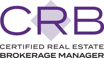 A purple and black logo for the crb.