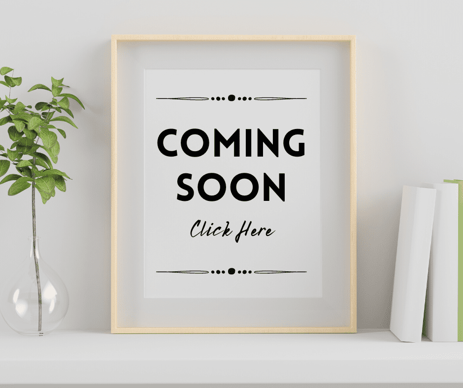A picture frame with the words " coming soon click here ".